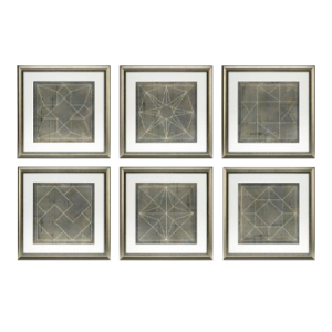 PRINTS GEOMETRIC BLUEPRINTS SET OF 6