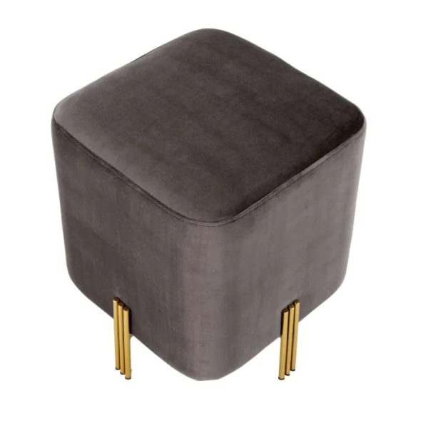 STOOL BURNETT GREY VELVET